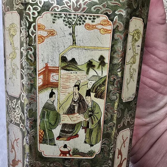 Rare Huntley & Palmers 10" Asian Vase Biscuit Tin 1928 Vintage - Picture 5 of 16